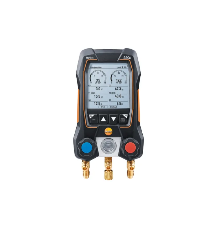 testo 550s, комплект 1 Цифровой манометрический коллектор и зонды-зажимы температуры с фиксированным кабелем