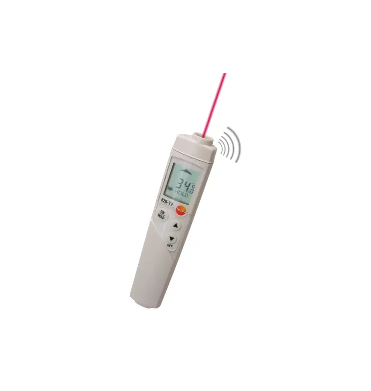 testo 826-T2, лазерлі маркер және акустикалық сигналы бар инфрақызыл, TopSafe және көп функциялы қысқышы бар