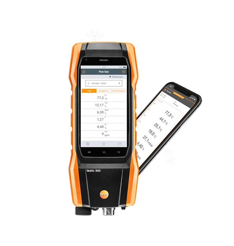 testo 300, газоанализатор в комплекте (O2, СО с H2-компенсацией до 8 000 ppm)