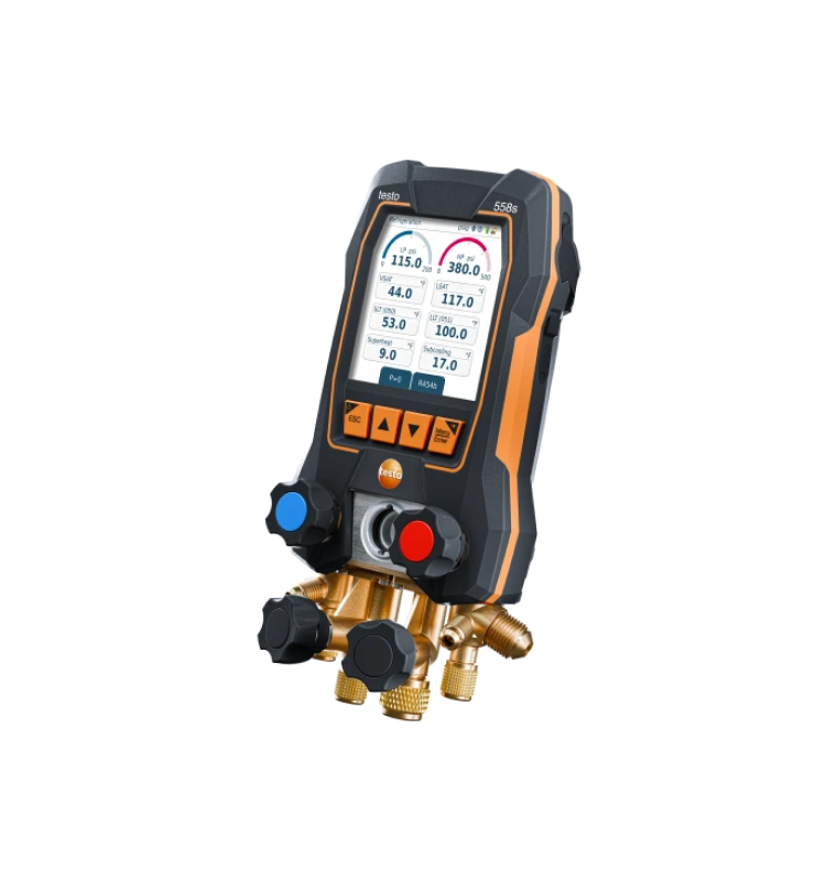 testo 558s, 4 жақты клапан блогы бар сандық коллекторлы өлшеуіш